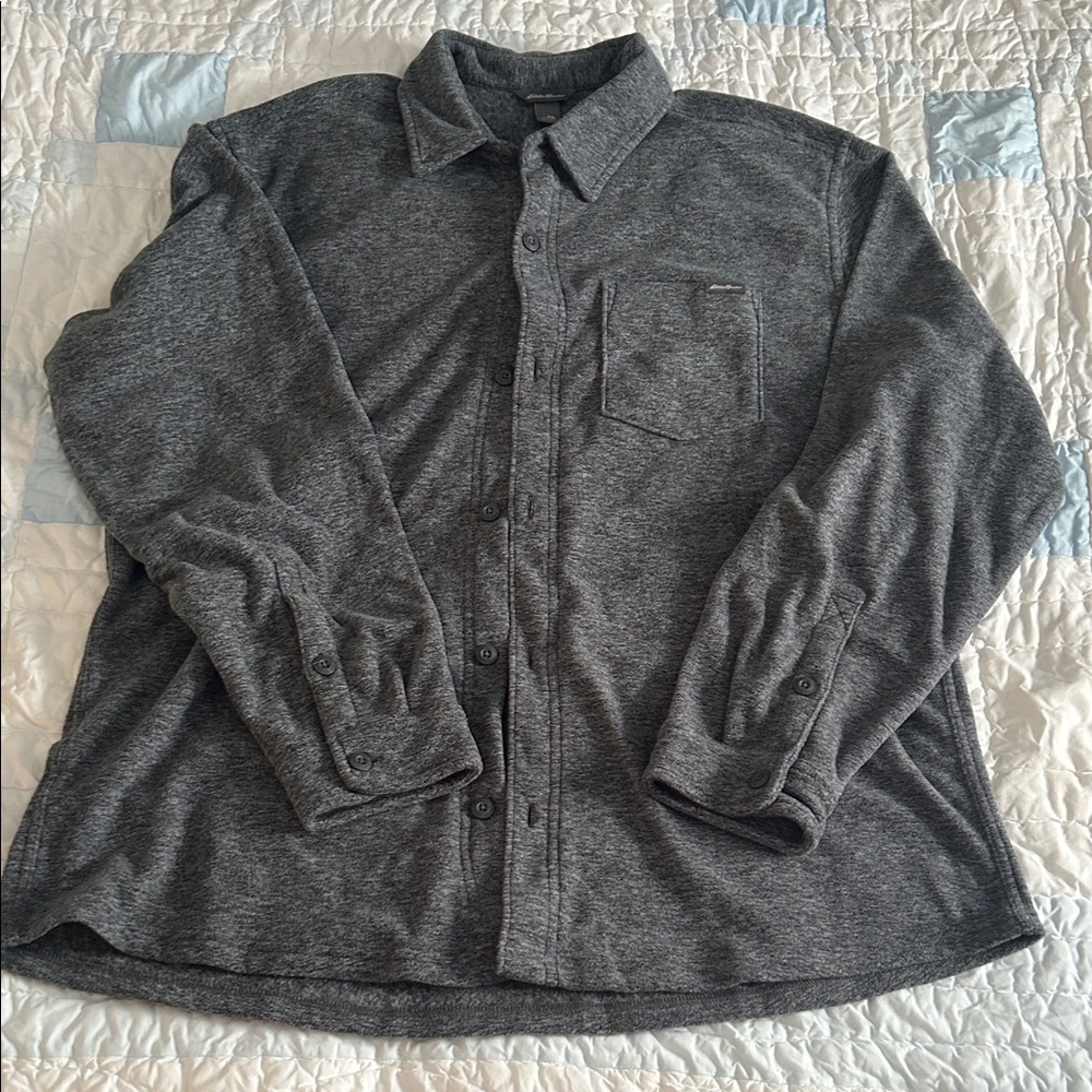 Eddie Bauer Men's Dark Gray Fleece Shirt Jacket